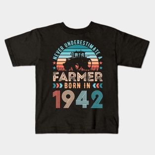 Farmer born in 1942 Farming Gift 80th Birthday Kids T-Shirt